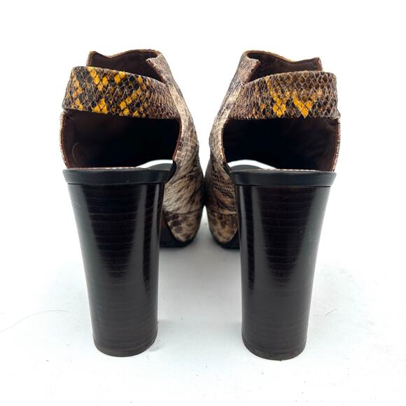 Donald J Pliner Snakeskin Open Toe Slingback High Heels Chunky Booties 9.5 - Picture 6 of 11